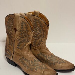 Stetson Women’s Tan Leather Western Cowboy Boots Size 10 Snip Toe Handmade